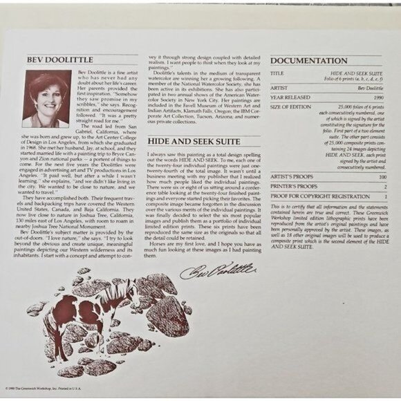 Bev Doolittle Hide and Seek Suite 6 Print Portfolio Book 10,294 Horses Western L - Picture 4 of 13